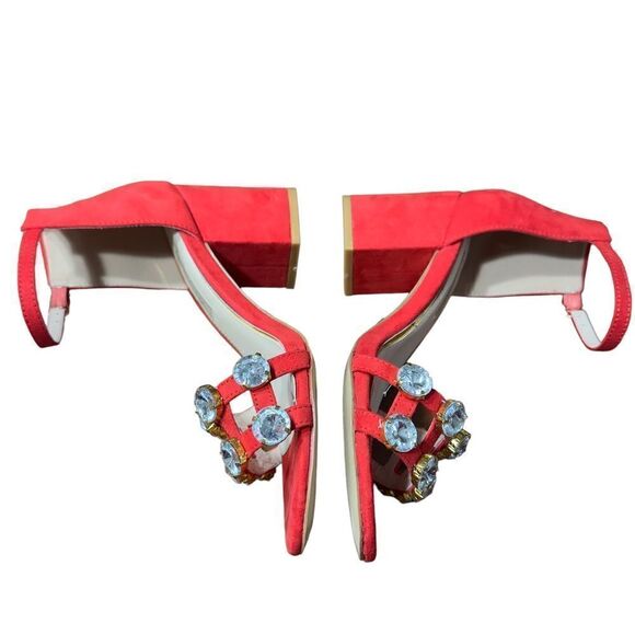 PRIMA DONNA Collection Big Studs Red Strappy Heeled Sandals Size 37 (6.5 US) - Picture 8 of 15